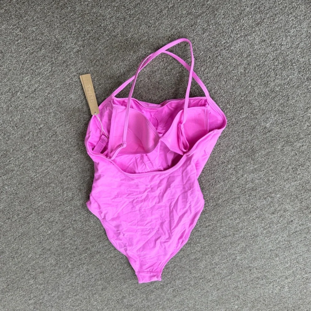 Skims Recycled Swim Cami One Piece Neon Orchid Pink Swimsuit OP-BRF-4836 Large